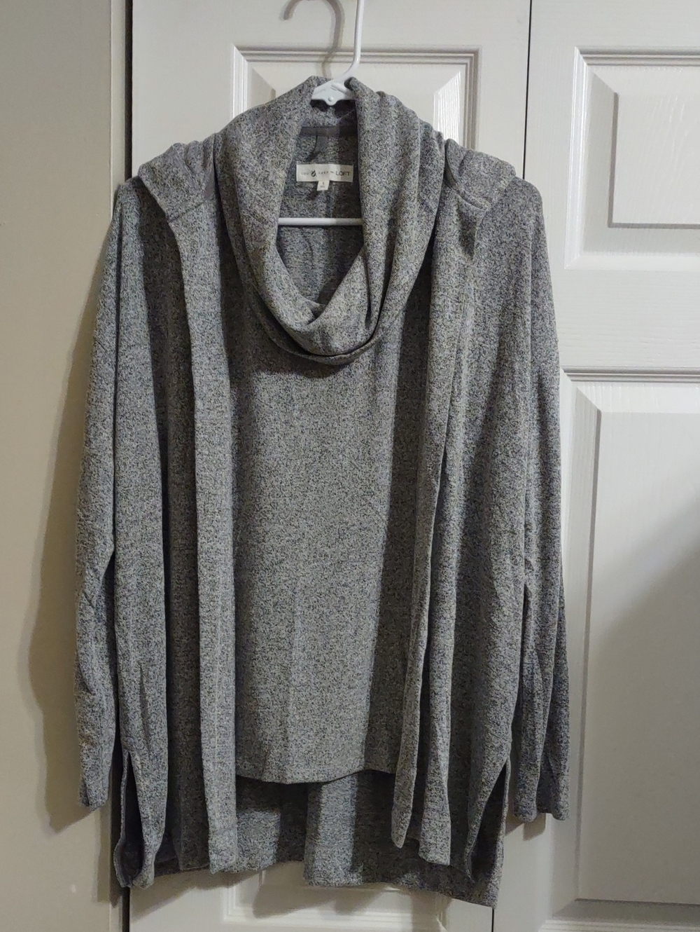 Lou & Grey For Loft Light Gray Marled Cowlneck Sweater